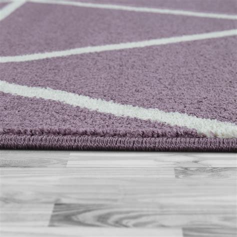 95% baumwolle, 5% polyester gewebt + gefärbt #design #kare #teppich Kurzflor-Teppich Rauten-Muster Lila | Teppich.de