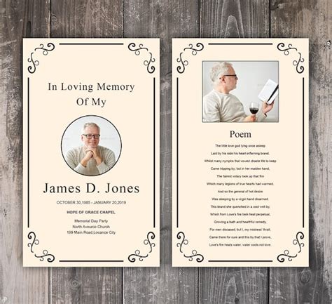 Funeral Prayer Card Template Editable Ms Word And Photoshop Etsy