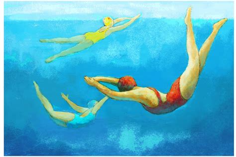 Underwater Swimmers Painting Coastal Art Large Wall Art Etsy