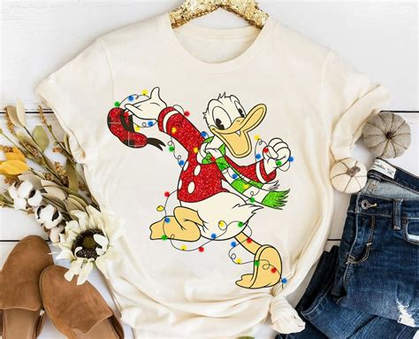 Retro S Donald And Daisy Duck Christmas Lights Couple Matching Shirt
