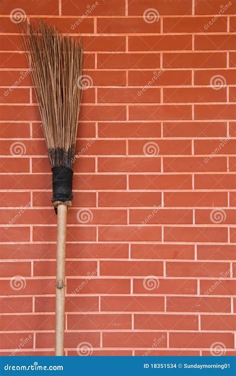 Broom On Brick Wall Stock Images Image 18351534