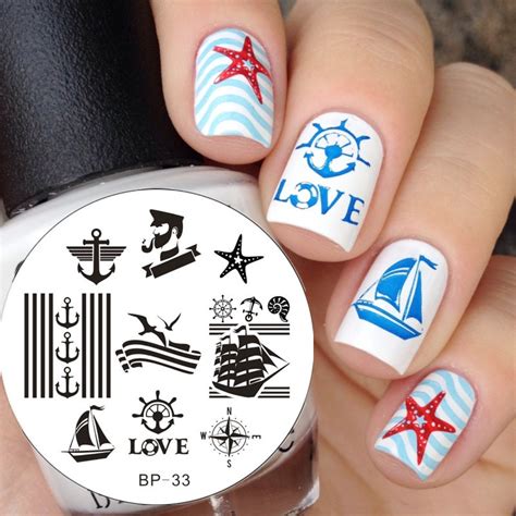 1 Pc Born Pretty Nail Stamping Plate Sailors And Sea Sailing Theme Nail