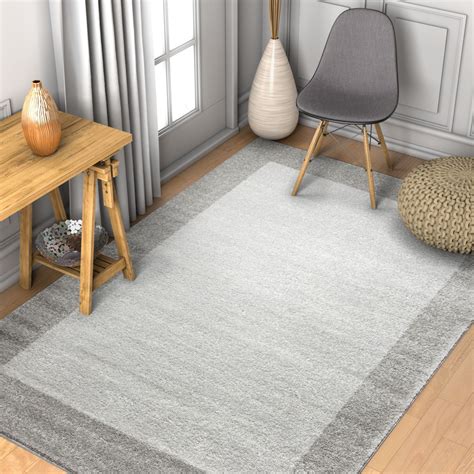Well Woven Vettore Felize Grey Modern Solid Border Area Rug