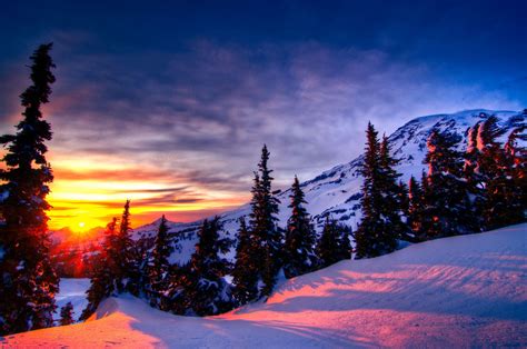Winter Mountain Sunset Wallpaper 2 2000×1325 Pixels