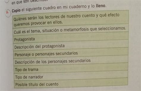 Copio El Siguiente Cuadro En Mi Cuaderno Y Lo Lleno Alumnos