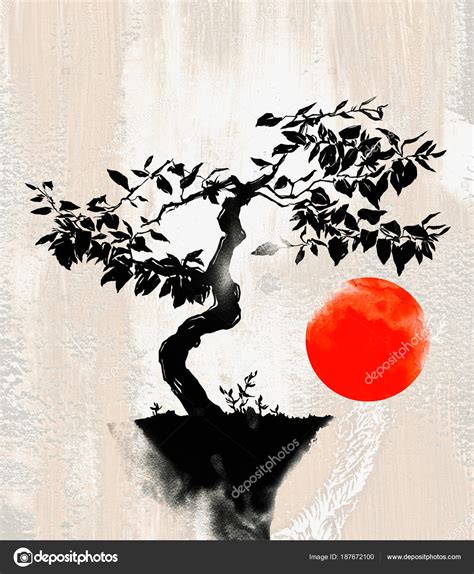 Dibujos Arboles Japoneses Árbol Los Bonsais Japoneses Dibujo Digital