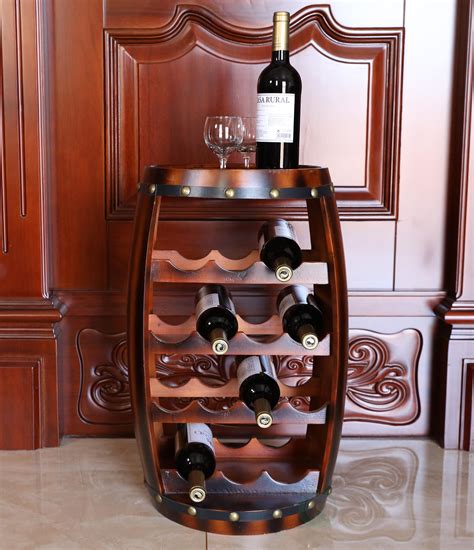 Vintiquewise Wooden Barrel Shaped 14 Bottle Wine Rack Home