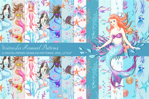 Watercolor Mermaid Pattern