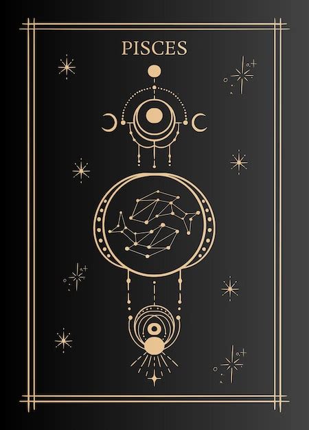Premium Vector Geometric Zodiac Pisces Astrological Tarot Card
