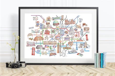 Illustrated London Underground Map Art Print Watercolour Etsy