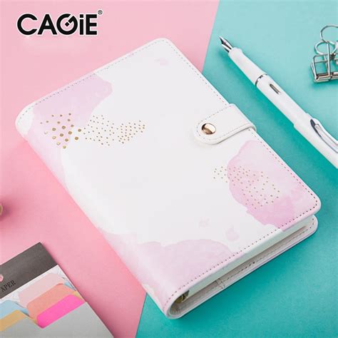 Cagie A6 Binder Kawaii Notebook Leather Cute Planner Refiller Journal Intime Diary For Girls