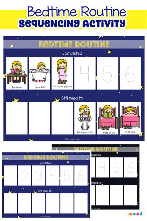 Toddler Bedtime Routine Chart Sequencing Activity Fun