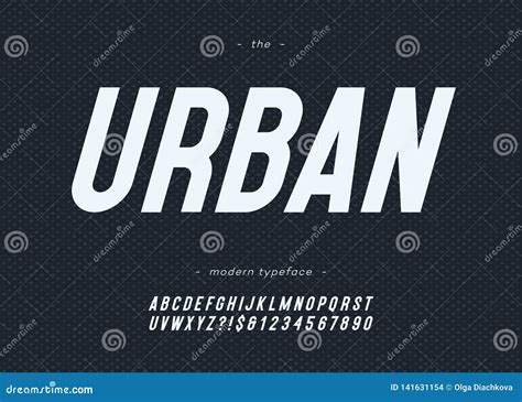 Vector Urban Font Bold Slanted Style Stock Vector Illustration Of