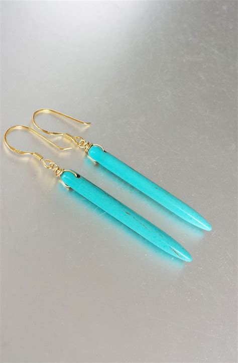 Original Turquoise Spikes Earrings Turquoise Stone Spike Etsy