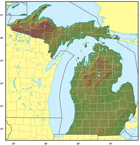 Michigan Relief Map Map Relief Map Michigan