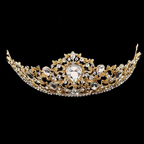 2016 New Gold Bridal Tiaras Crowns Crystal Rhinestone Pageant Bridal