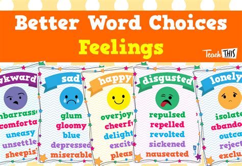 Better Word Choices Feelings Printable Teacher Resources For