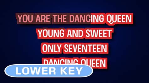 Abba Dancing Queen Karaoke Lower Key Youtube Music