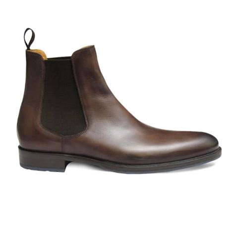 Men Brown Chelsea Pull On Genuine Leather Ankle Boots High Ankle Boots