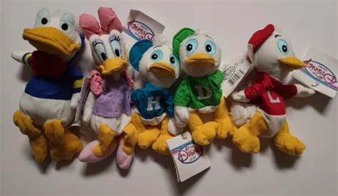 Disney Store Donald Duck Daisy Huey Dewey Louie Duck Beanie Plush