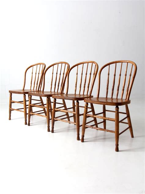 Antique Spindle Back Dining Chairs Set 4 86 Vintage
