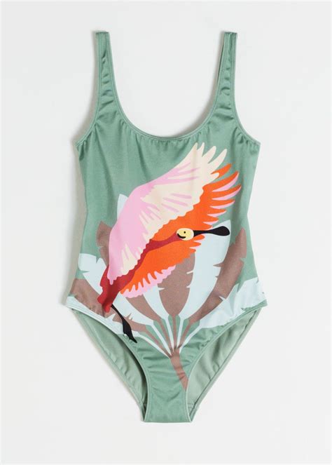 Scoop Neck Bird Swimsuit Bird Print Swimsuits And Other Stories