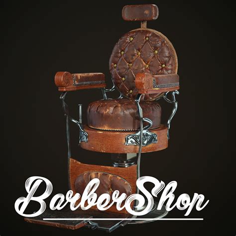 3d Model Barbershop Melchior Bros Chicago Round Back Oak Barber Chair