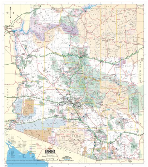 Large Detailed Roads And Highways Map Of Arizona State With All Cities