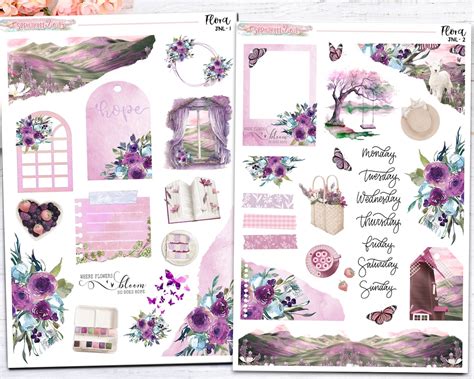 Flora Journaling Stickerslayering Sticker Kit Journal Etsy