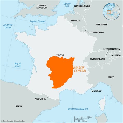 Massif Central France Map Geography Facts Britannica