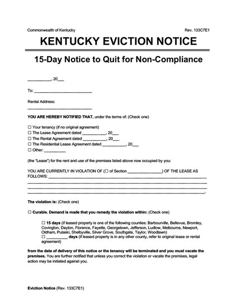Free Kentucky Eviction Notice Forms Notice To Quit Free Kentucky