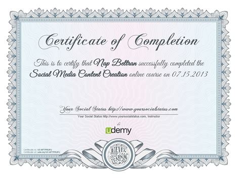 I Love Socialmedia Certificate Of Completion Template Certificate
