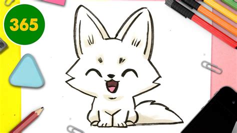 How To Draw A Cute Arctic Fox Kawaii Youtube