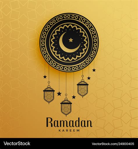 Islamic Style Golden Ramadan Kareem Greeting Vector Image
