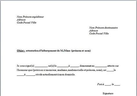 Pdf, modèle et exemple gratuit. attestation d'hebergement gratuit modele - Modele de ...