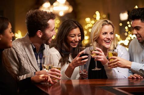 Group Of Friends Enjoying Evening Stock Image Colourbox