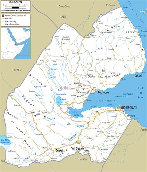 Large Detailed Road Map Of Djibouti Djibouti Large Detailed Road Map Maps Of