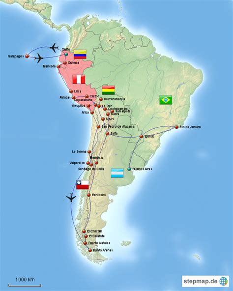 Stepmap Südamerika Reise Landkarte Für Südamerika