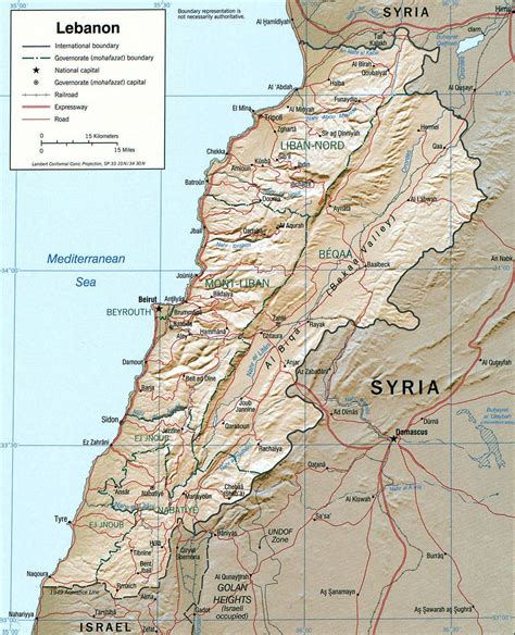 Libanon Geografische Kaart Kaart Van Libanon Geografie West Azië Azië