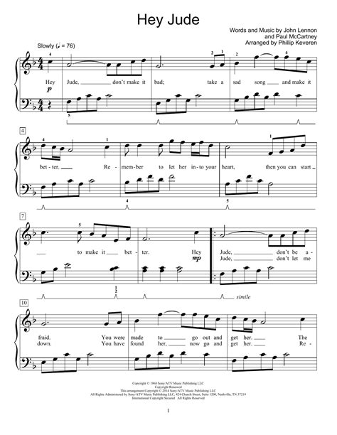 Hey jude is a song by the english rock band the beatles, written by paul mccartney, released in 1968. Hey Jude Sheet Music | Phillip Keveren | Educational Piano