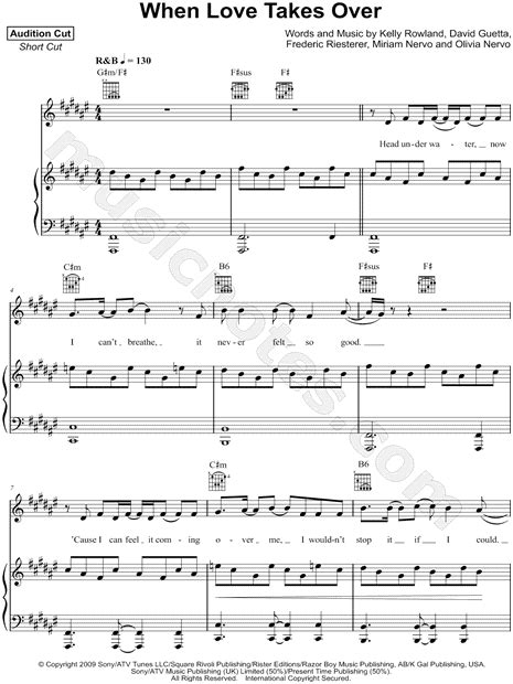 David Guetta Feat Kelly Rowland When Love Takes Over Sheet Music In