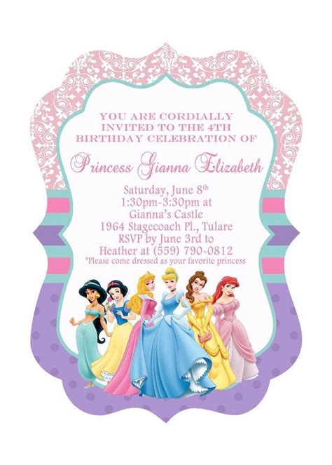 Disney Princess Invitation Template Awesome Princess Birthday