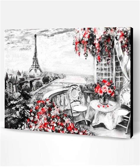 Paris Eiffel Tower In Black And Red Cities Paint By Numbers Paint By