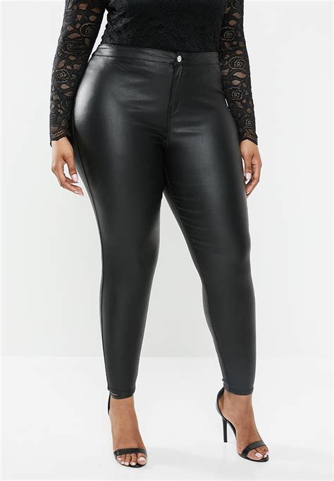 Curve Vice Coated High Waisted Skinny Black Missguided Jeans