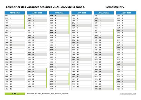 Calendrier Scolaire 2021 Et 2022 Calendrier Vacances Scolaires 2021