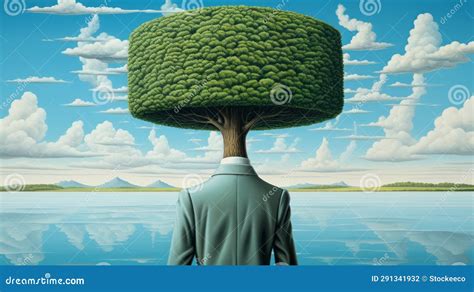Surreal Pop Art Man With Tree Head Symbolic Images In Ultra Hd Stock