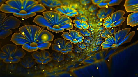 Abstract Fractal Cg Digital Art 3d Colors Blue Flowers Wallpapers Hd