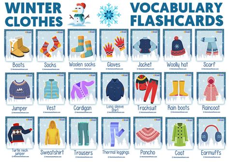 Winter Clothes Vocabulary Flashcards Learning English