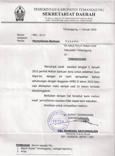 Contoh Surat Permohonan Bantuan