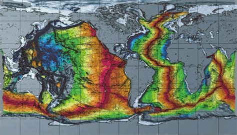 Map Showing The Age Of Oceanic Crust The Blue Areas Of Most Ancient
